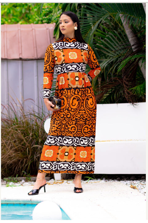 Vintage Tribal Print Dress