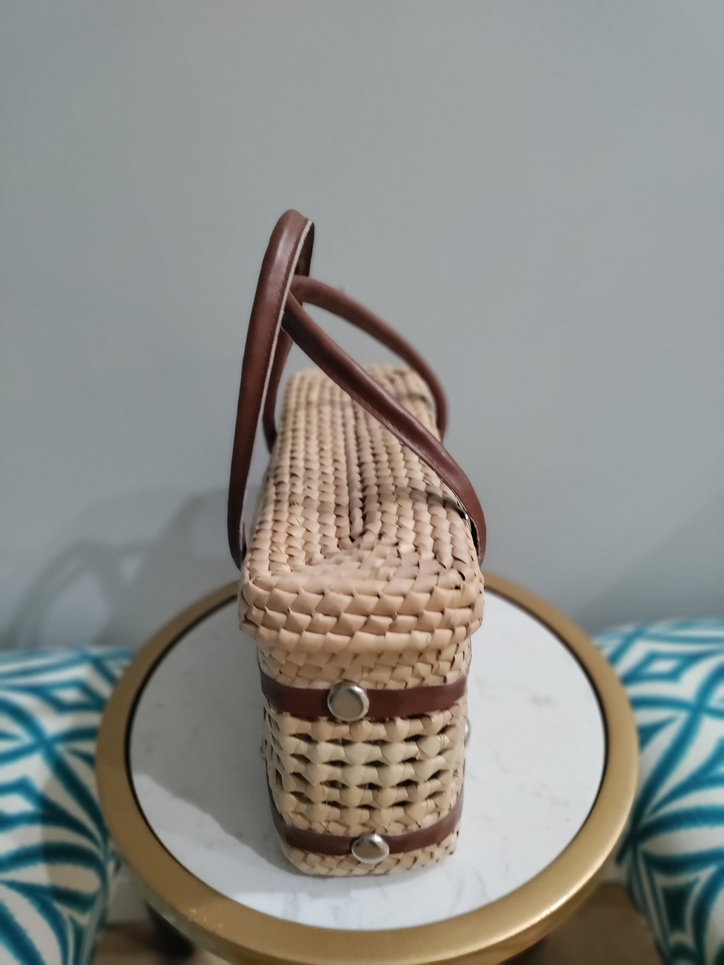 Wicker basket purse handbag