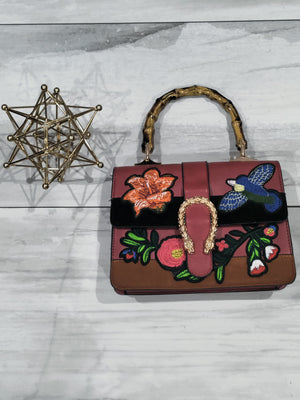 Hand bag with flowers