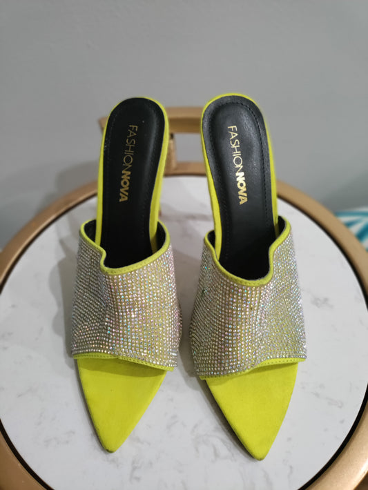 Fashion Nova Rhinestones Mule Heels