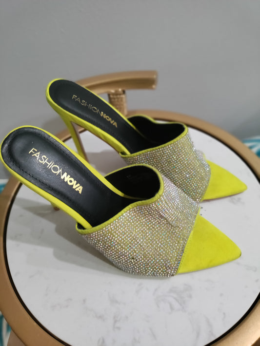 Fashion Nova Rhinestones Mule Heels