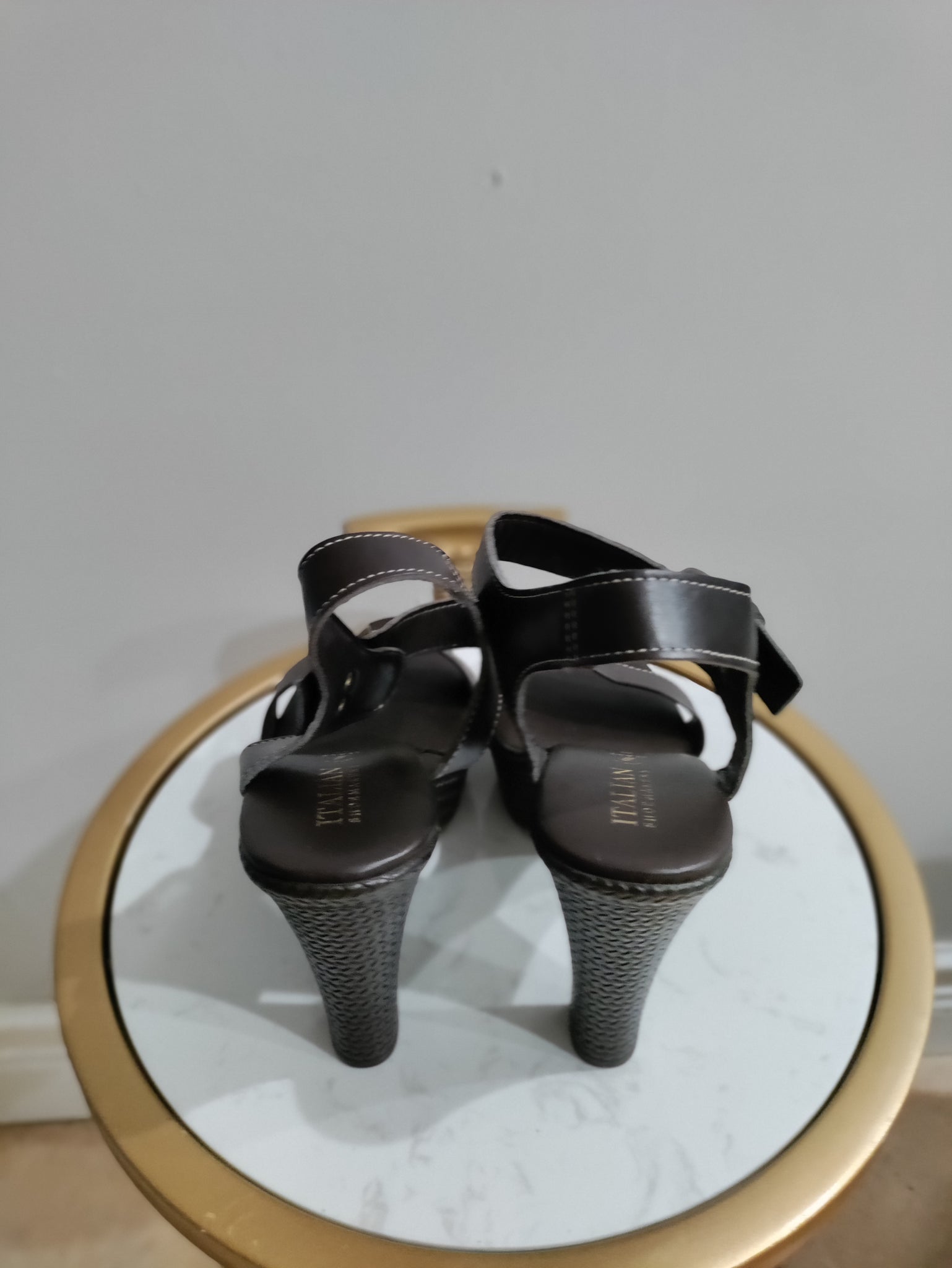 Italian made chunky ankle strap heels