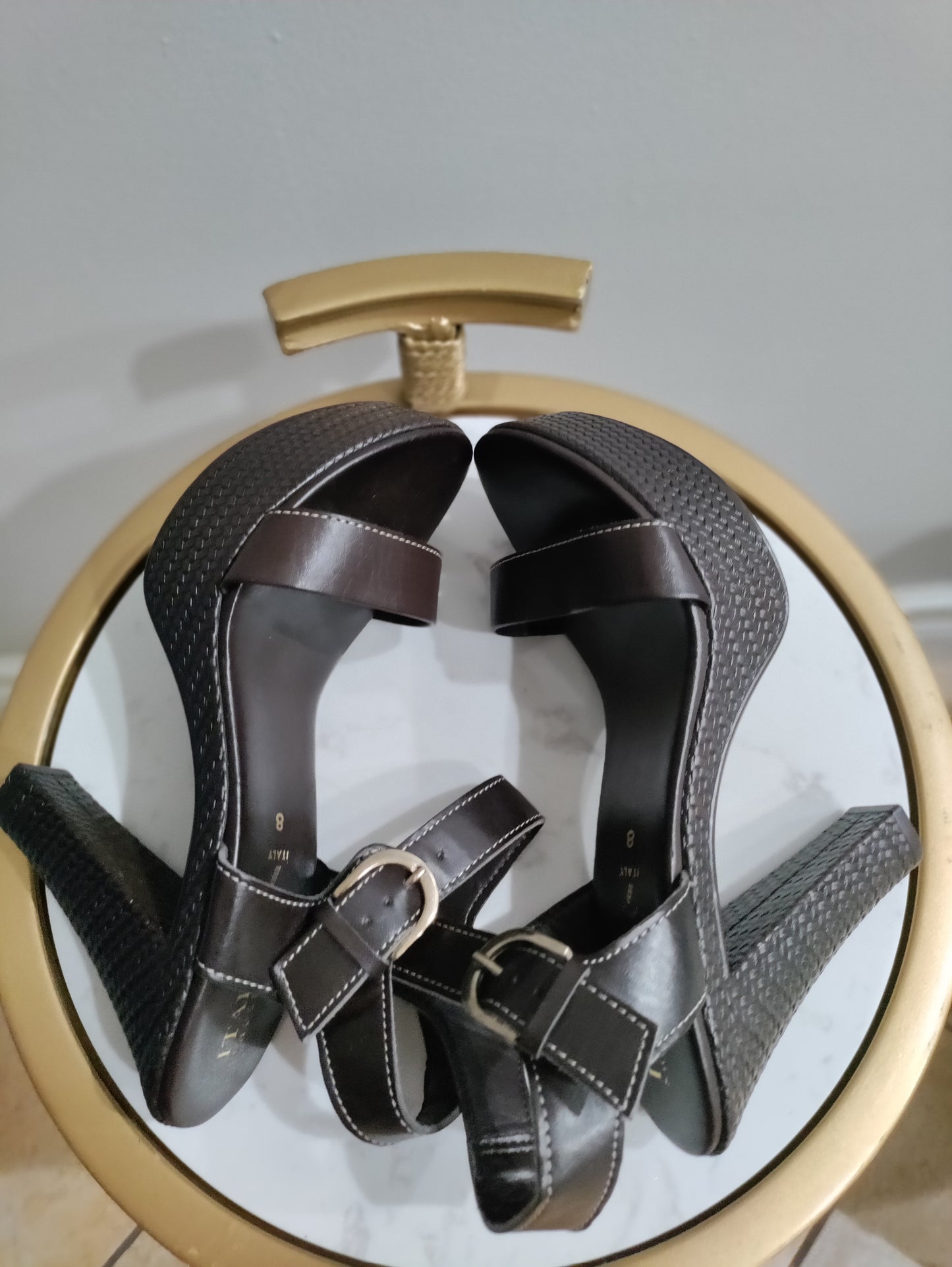 Italian made chunky ankle strap heels