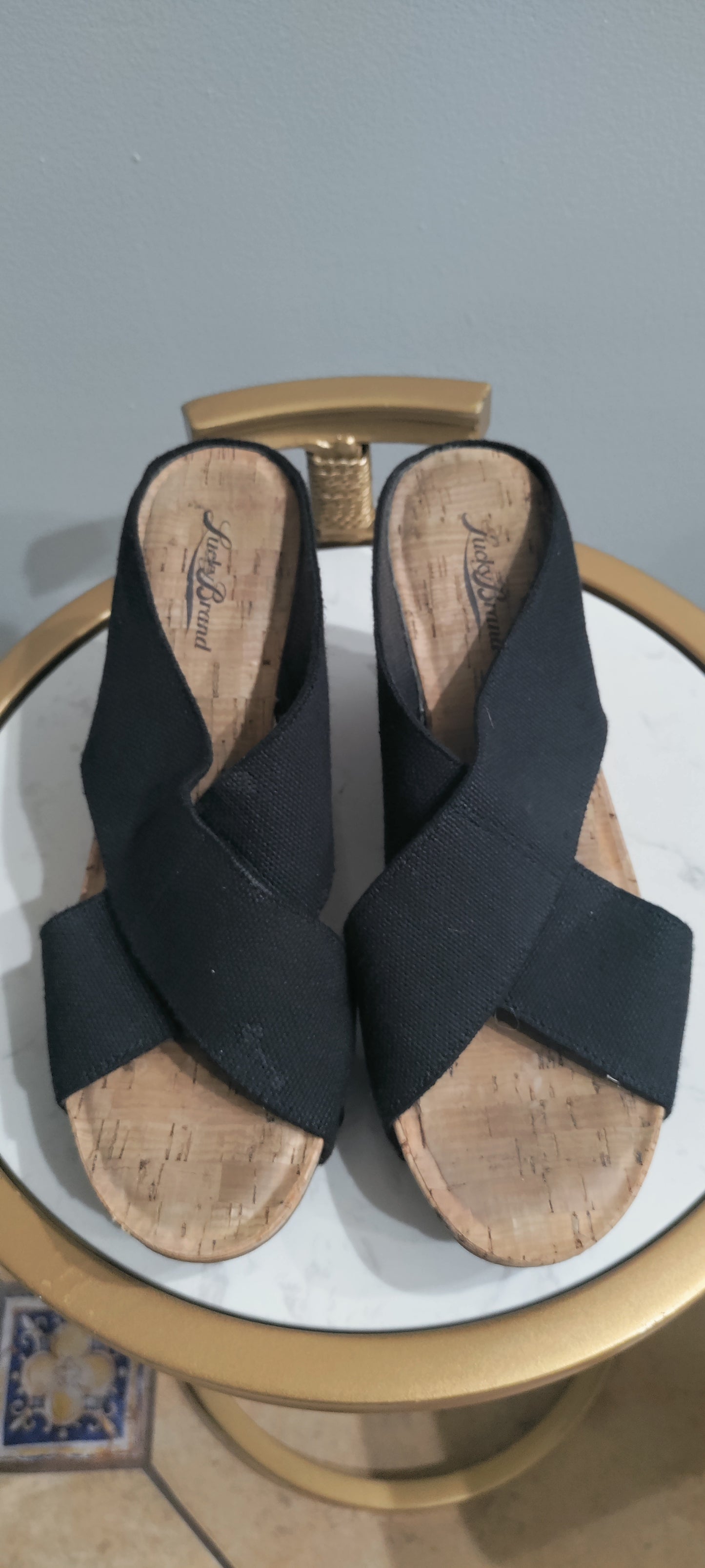 Lucky Brand wedge mules